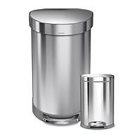 simplehuman 45L Step Can + 4.5L Step Can Brushed